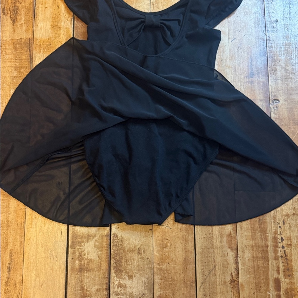 Dance Leotard Black size 8 skirt cotton ballet tap jazz - Picture 8 of 8